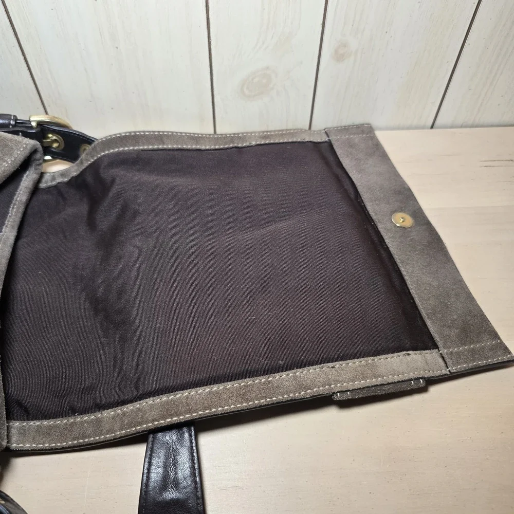 Coach Y2k Soho Messenger Flap Brown Suede‎ Leather Shoulder Bag Purse Vtg Buckle
